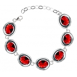 Srebrny komplet biżuterii z czerwonymi cyrkoniami
