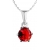 Srebrny komplet biżuterii z czerwonymi cyrkoniami-kolczyki, zawieszka łańcuszek