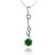 Srebrny komplet biżuterii z zielonymi cyrkoniami-kolczyki, zawieszka łańcuszek