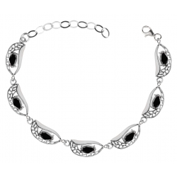 Srebrny komplet ażurowej biżuterii z czarnymi cyrkoniami