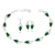 Srebrny komplet z zielonymi cyrkoniami- kolczyki, bransoletka, zawieszka łańcuszek