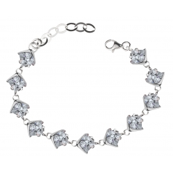 Srebrny komplet biżuterii z cyrkoniami-kolczyki, bransoletka, zawieszka łańcuszek