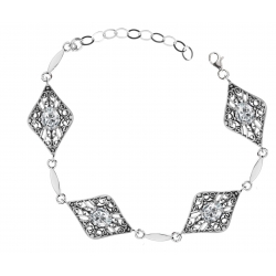 Srebrny stylizowany na stary komplet biżuterii z cyrkoniami